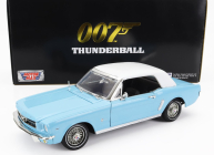 Motor-max Ford usa Mustang Convertible Spider 1967 - 007 James Bond - Thunderball - Operazione Tuono 1:18 Light Blue White