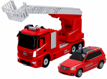 RC set 2v1 hasičské autá Mercedes-Benz 1:14 a 1:24