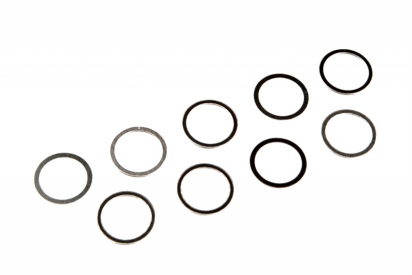 Shims/podložky (oceľové 1.4301 / 1.4310), 7x9x0,1mm (3), 7x9x0,25mm (3), 7x9x0,4mm (3)