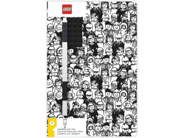 Zápisník LEGO A5 s čiernym perom Minifigure Brick
