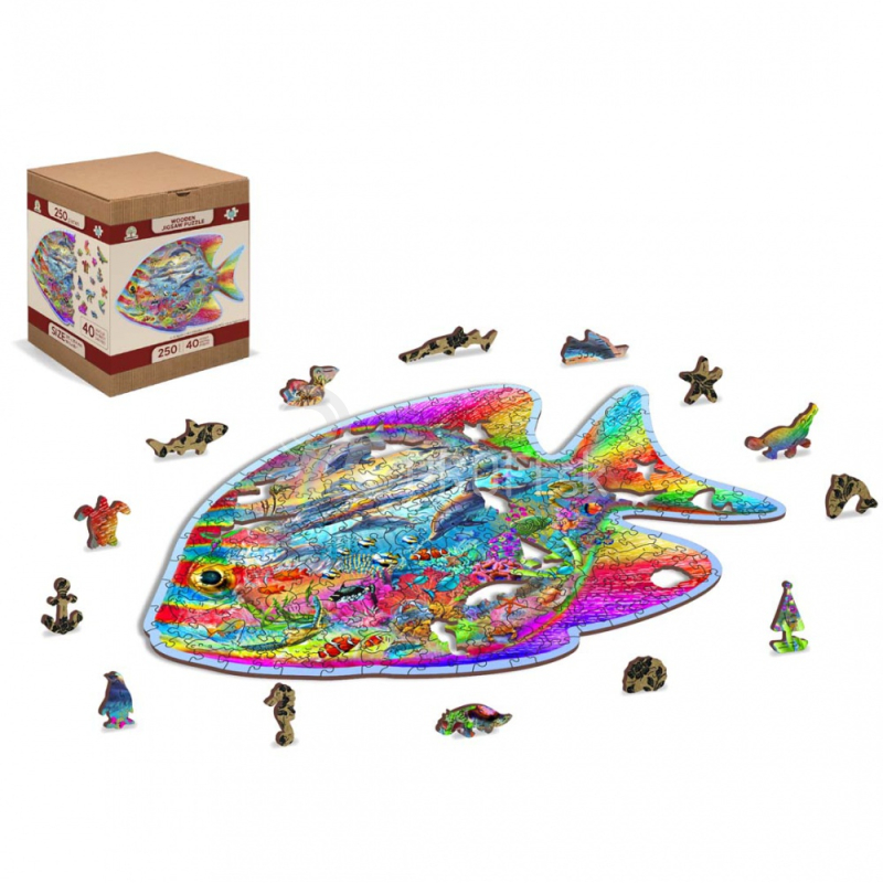 Wooden City drevené puzzle – Čarovná ryba L