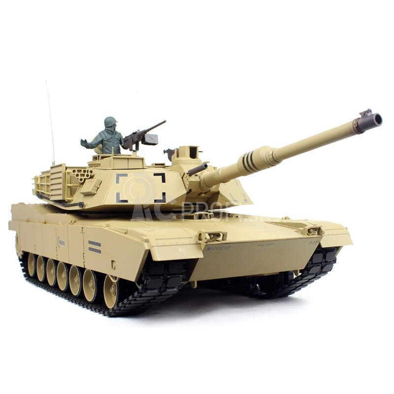 TORRO tank 1/16 RC M1A Abrams piesočná kamufláž – BB Airsoft + IR (kovové pásy)