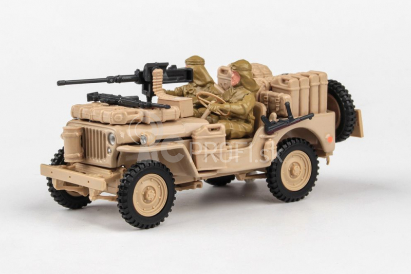 Abrex Cararama 1:43 – 1/4 Ton Military Vehicle With Gun – Sandy Yellow