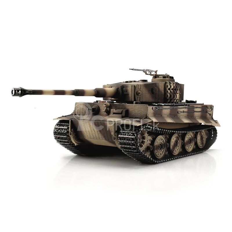 TORRO tank PRO 1/16 RC Tiger I neskorá verzia púštna kamufláž – BB – dym z hlavne