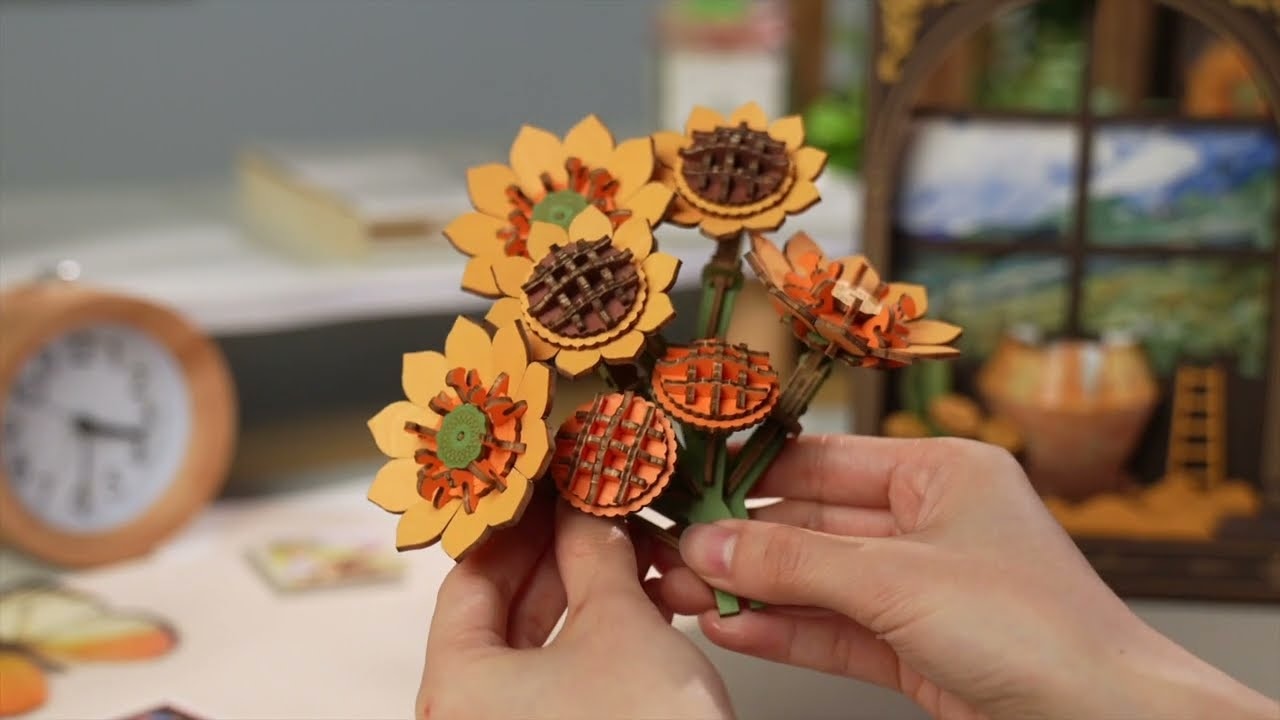 RoboTime Zlaté slnečnice 3D drevené puzzle