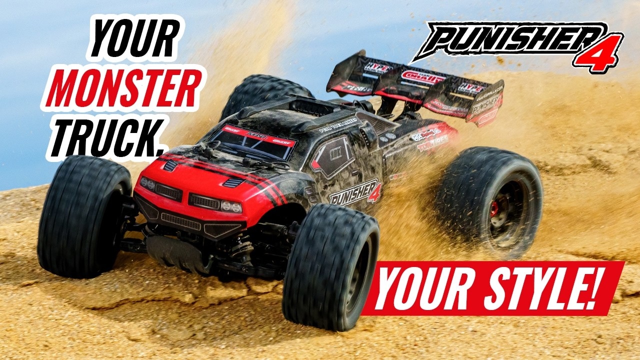 RC auto PUNISHER-4 Monster Truck 4WD 3-4S RTR, červená