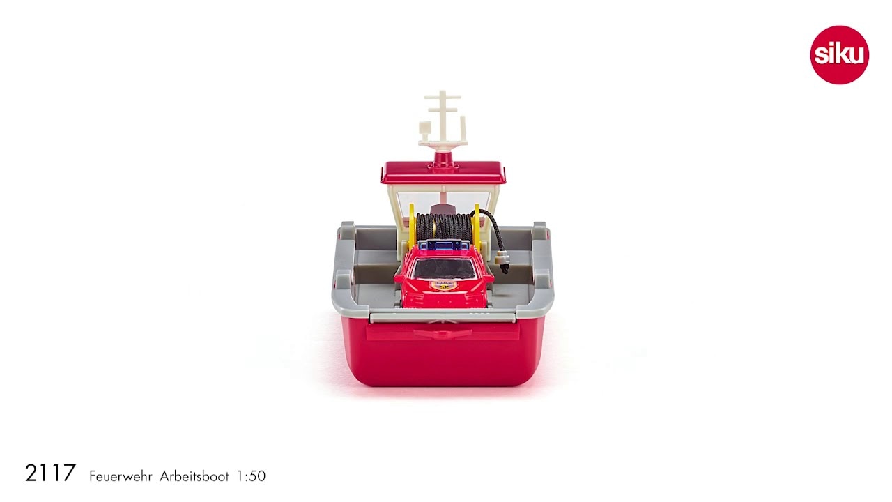SIKU Super – čln prevážajúci hasičské auto 1:50