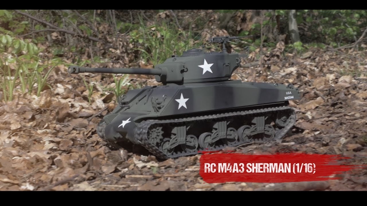 RC tank M4A3 Sherman 75 mm 1:16 IR, zelená