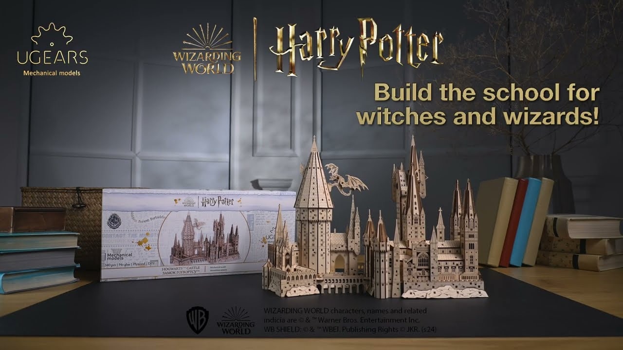 Ugears 3D drevené mechanické puzzle Hogwarts Castle, Harry Potter