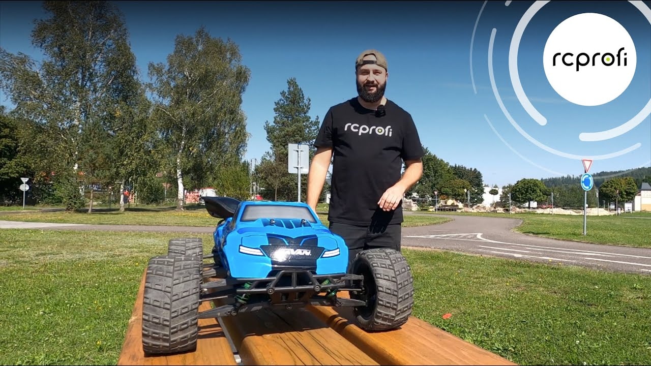 RC auto KAVAN GRT-10 Thunder Brushless 2,4 GHz 4WD Monster Truck 1:10, modrá