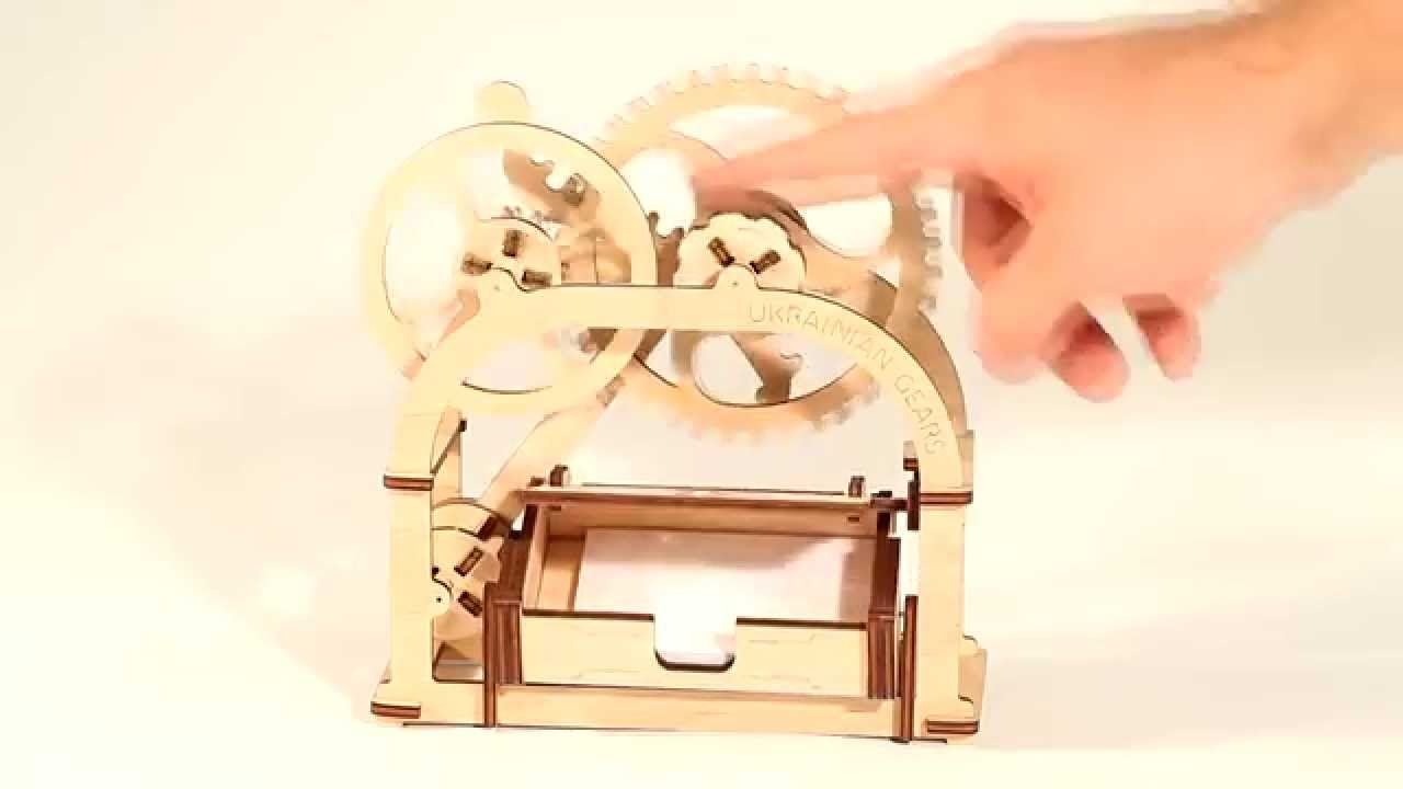 Ugears 3D drevené mechanické puzzle Vizitka Box