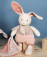 Doudou Plyšový zajačik Ecru s ružovou dekou z organickej bavlny 22 cm