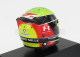 Mini prilba Schuberth prilba F2 Prívesok na kľúče Prilba Dallara Team Prema Racing N 20 Sezóna Mick Schumacher 2020 Majster sveta F2 1:4 Žltá zelená červená čierna