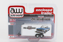 Autoworld Trailer Uzavretý príves Car Transporter Squarebody Usa 2000 1:64 White Gold
