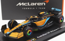 Bburago Mclaren F1 Mcl36 Mercedes Team Mclaren N 3 Australian GP 2022 Daniel Ricciardo - s prilbou a plastovou vitrínou 1:43 oranžová svetlo modrá