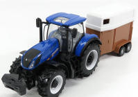 Bburago New holland T7000 Tractor With Horse Trailer – Trasporto Cavalli 1:32 modro-hnedo-biela