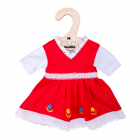 Bigjigs Toys Červené kvetinové šaty pre bábiku 34 cm
