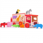 Bigjigs Toys Drevené autíčko so safari zvieratkami
