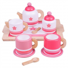 Bigjigs Toys Drevený čajový set ružový poškodený obal