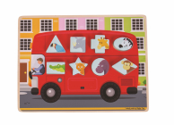 Bigjigs Toys Vkladací puzzle autobus so zvieratkami