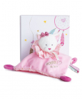 Doudou Gift - plyšová podložka na spanie ružová mačka 20 cm
