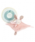 Doudou Plyšový králik s ružovou dekou z organickej bavlny 25 cm