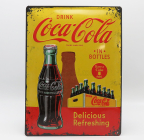 Edicola Príslušenstvo 3d kovová doska - fľaše Coca-Cola 1930-40 1:1 žlto-červená
