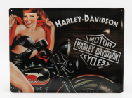Edicola Príslušenstvo 3D kovová tabuľka - Harley Davidson American Classic Biker Babe 1:1 Black Orange