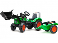 FALK – Šliapací traktor Supercharger s nakladačom a vlečkou zelený
