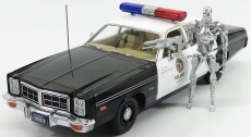 Greenlight Dodge Monaco Police 1977 s figúrkou T-800 - Terminátor 1 1984 1:18 Black White