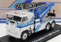 Greenlight Freightliner Fla 9664 Ťahač Gru Crane 3-assi Carro Attrezzi - Wrecker Road Service 1984 1:43 strieborná modrá