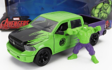 Jada Dodge Ram 1500 Pick-up s figúrkou Hulka Marvel Avengers 2014 1:24 zelená fialová