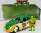 Jada Volkswagen Beetle 1962 - Michelangelo Ninja Turtles - Tartarughe Ninja 1:24 žltozelený