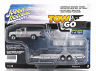 Johnny lightning Ford usa Ranger Pick-up 1983 s prívesom Car Transporter 1:64 Silver