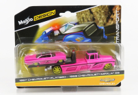 Maisto Chevrolet Impala Ss 1959 With Ramp Truck Flatbed 1957 1:64 Pink