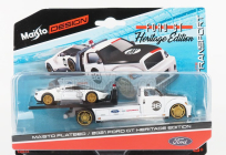 Maisto Ford USA Ramp Truck Wrecker With Ford Gt N 98 Heritage Edition 2021 1:64 bielo-čierna