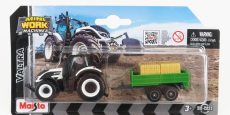 Maisto Valtra Q305 Tractor With Trailer 2018 1:64 bielo-zelená