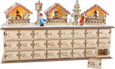 Malý drevený adventný kalendár Vianočný trh
