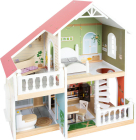 malý nožný drevený domček pre bábiky s terasou - poškodený obal