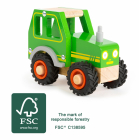 Malý nožný drevený traktor zelený