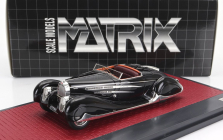 Matrix modely v mierke 1:43 Bugatti Type 57c Cabriolet Van Vooren 1939 - Osobné auto iránskeho šacha - Exkluzívny model auta 1:43 Black