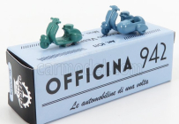 Officina-942 Piaggio Set 2x Vespa 98 + Vespa 98 Sidecar 1946 1:76 zelená svetlo modrá