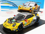 Spark-model Porsche 911 991-2 4.2l Rsr-19 Team Hubauto Racing N 72 24h Hyperpole Gtpro Class Le Mans 2021 M.martin - A.parente - D.vanthoor 1:18 Yellow Grey