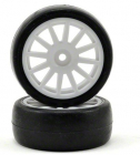 Traxxas koleso, disk 12-spoke biely, pneu slick (2)