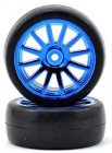 Traxxas koleso, disk 12-spoke modrý, pneu slick (2)