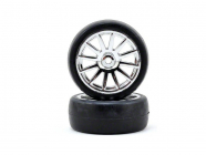 Traxxas koleso, disk 12-spoke strieborný, pneu slick (2)