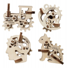 Ugears 3D drevené mechanické puzzle 4 mechanické prívesky Symboly postáv