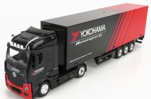 Bburago Mercedes Benz Actros 2 Gigaspace Truck Yokohama pneumatiky 2016 1:43 čierna červená