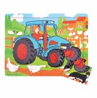 Bigjigs Toys Drevené puzzle s traktorom 9 dielikov