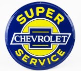 Edicola Príslušenstvo Kovová okrúhla tabuľka - Chevrolet Super Service 1:1 žlto-modrá